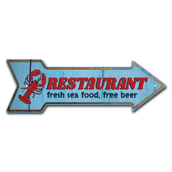 Restaurant Arrow Sign Funny Home Decor 24in Wide